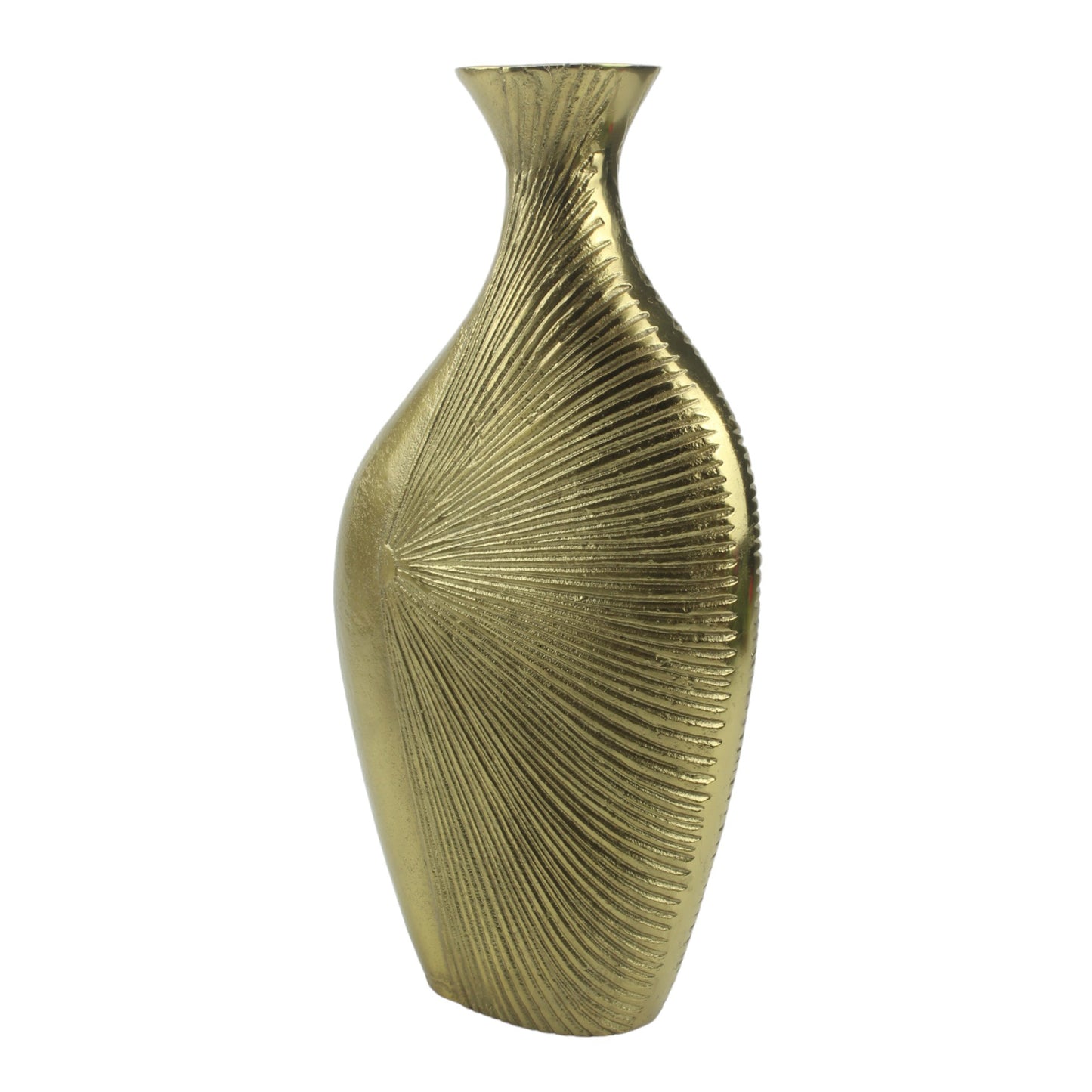 Handcrafted Golden Aluminium Curved Flower Vase: Artisanal Elegance for Distinctive Floral Arrangements