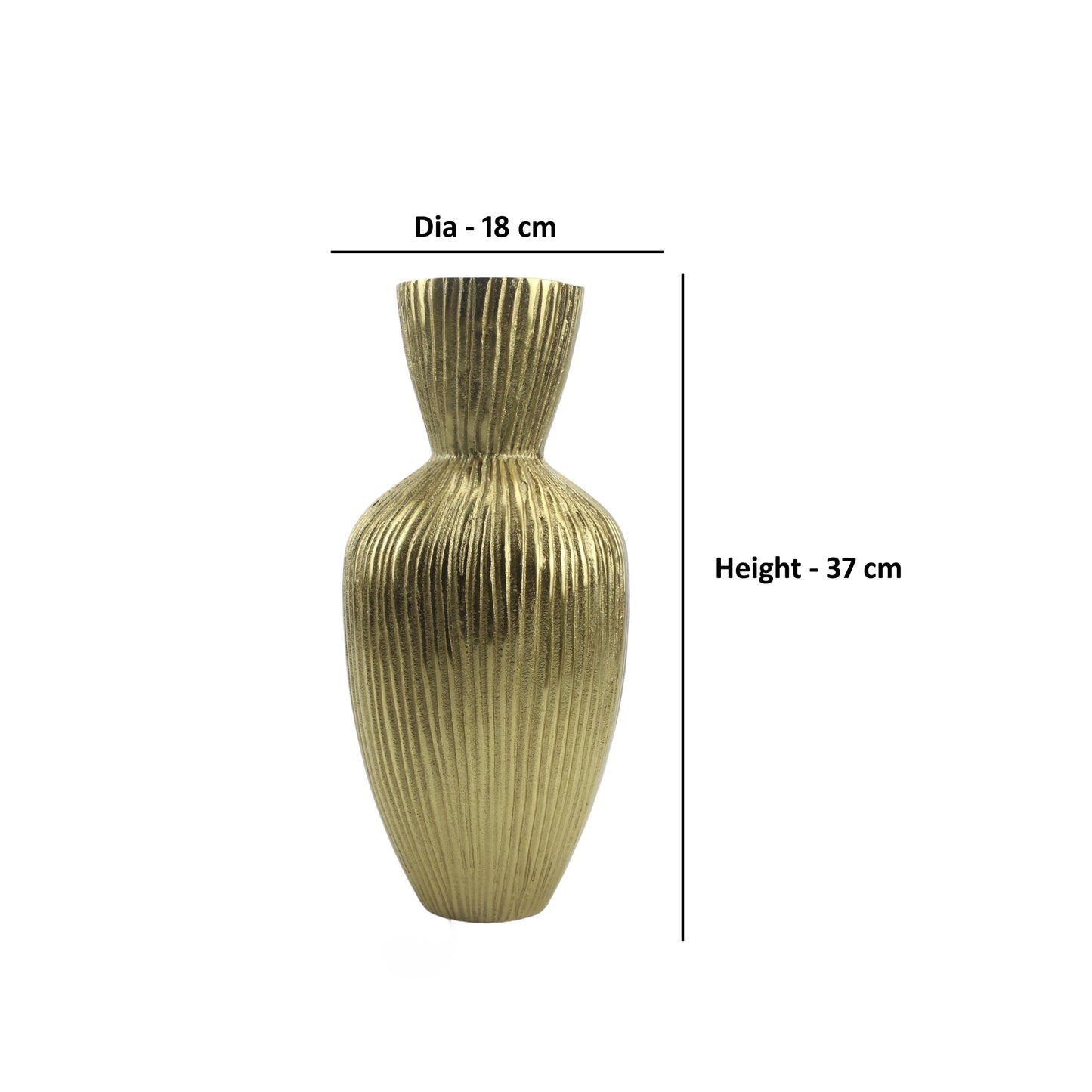 Handcrafted Ribbed Golden Aluminium Flower Vase: Unique Texture for Elegant Floral Displays