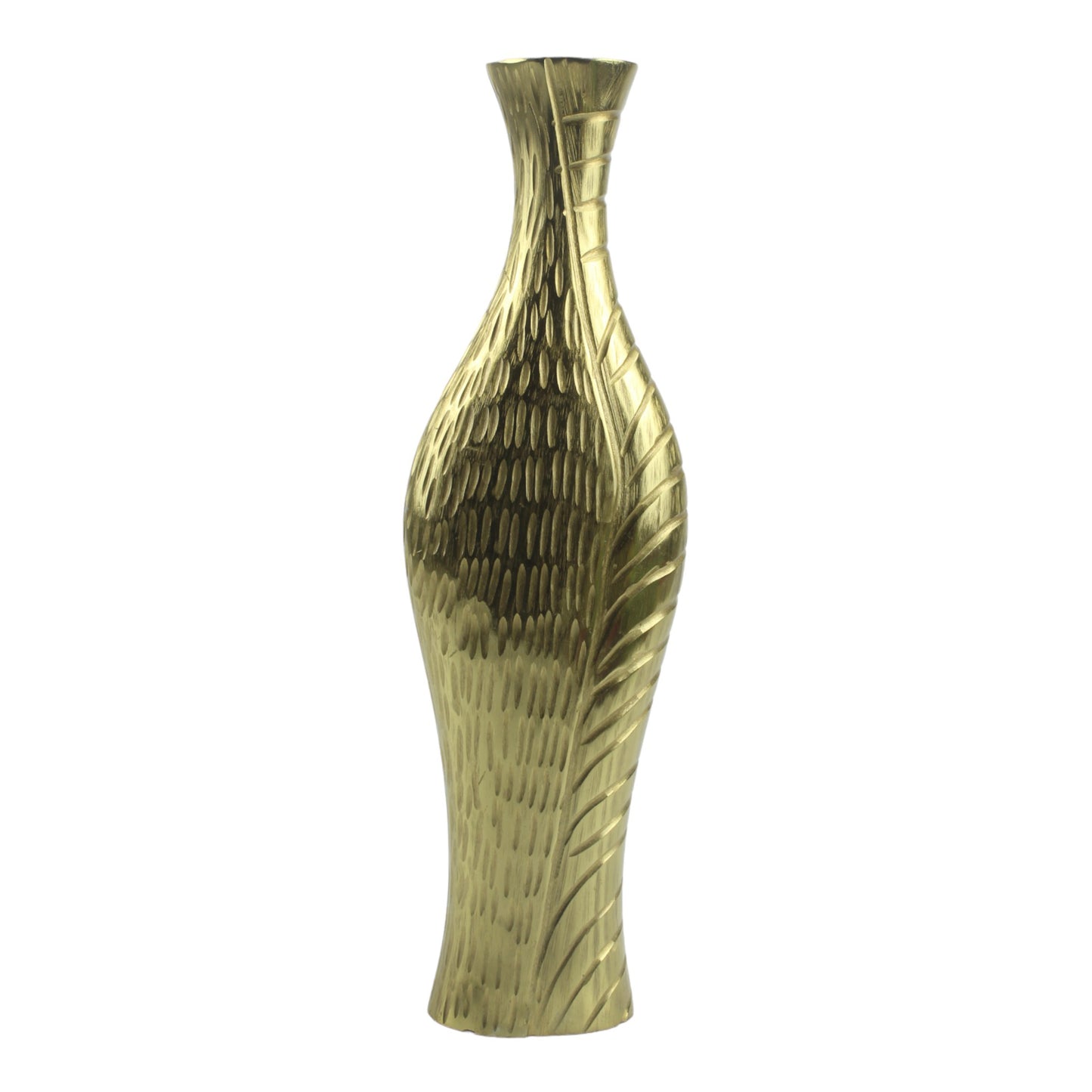 Handcrafted Golden Aluminum Flower Vase: Elegant Home Decor Accent