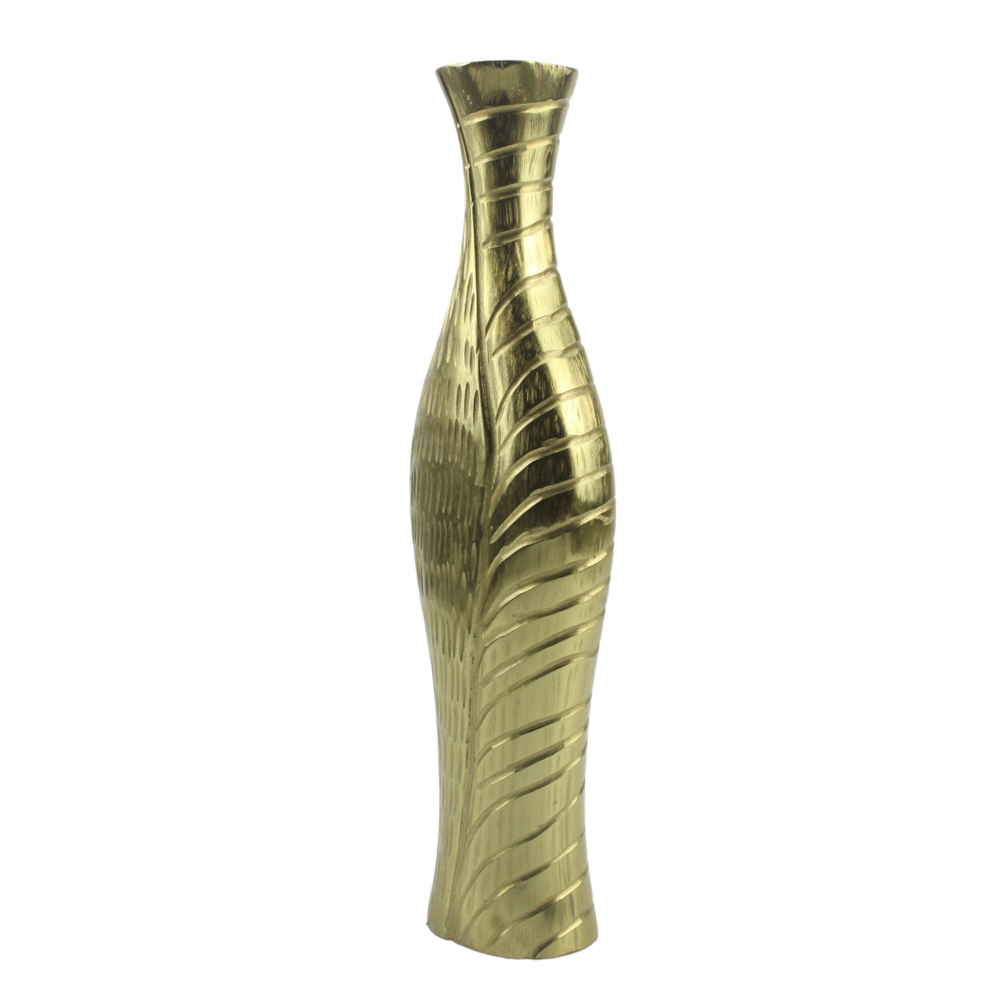 Handcrafted Golden Aluminum Flower Vase: Elegant Home Decor Accent