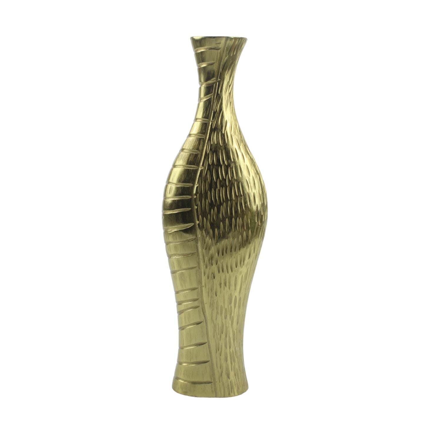 Handcrafted Golden Aluminum Flower Vase: Elegant Home Decor Accent