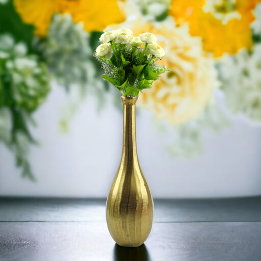 Handcrafted Golden Aluminum Flower Vase: Timeless Elegance for Your Home