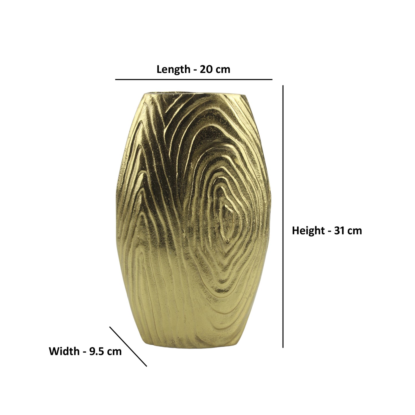 Golden Aluminum Handcrafted Flower Vase: Elegant Home Décor Accent