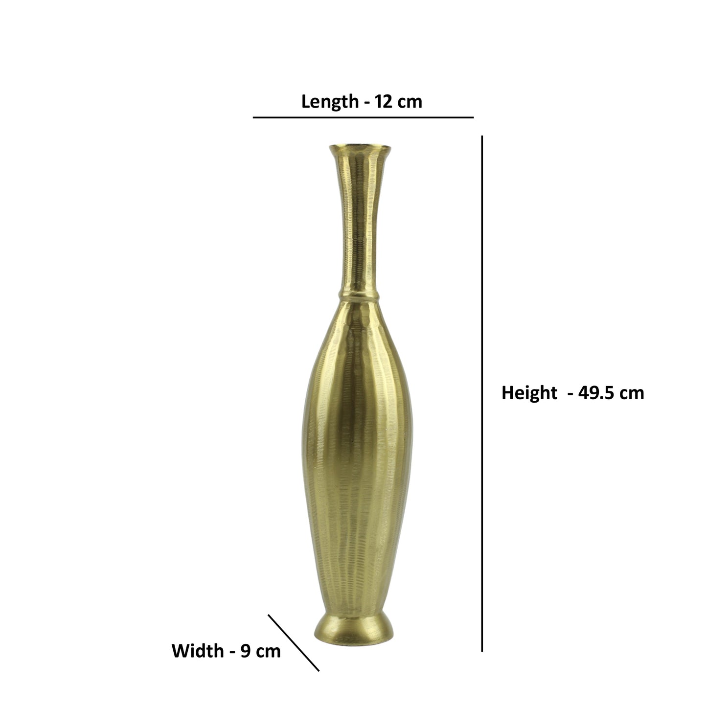 Golden Aluminum Handcrafted Surahi-Shaped Flower Vase: Exquisite Artistry for Home Décor