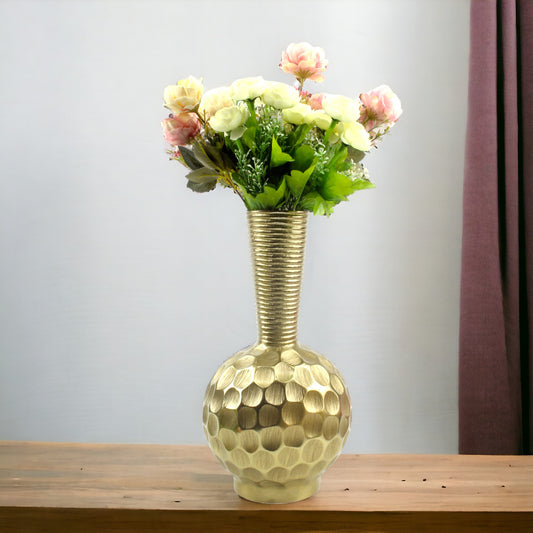 Handcrafted Golden Aluminum Flower Vase: Timeless Elegance for Your Home