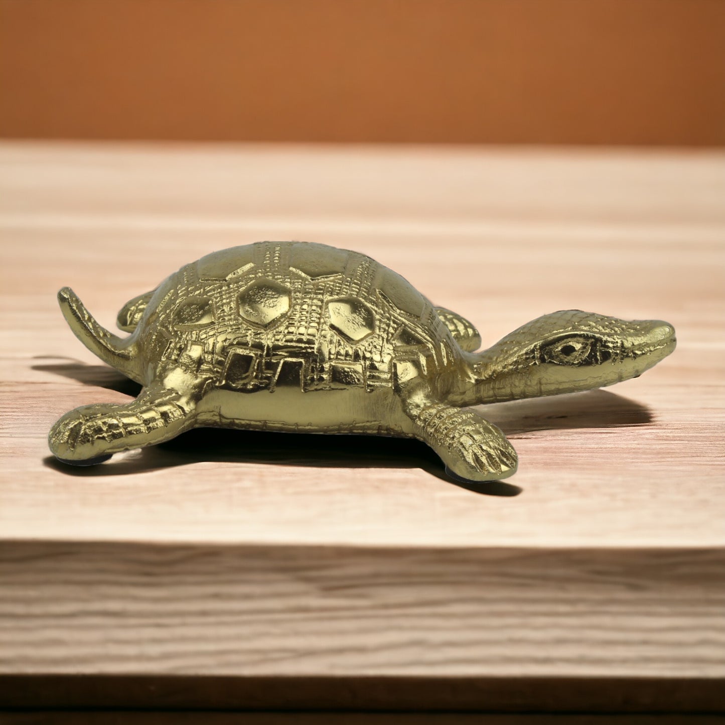 Handcrafted Golden Aluminum Turtle Sculpture Ornament: Symbol of Wisdom and Endurance for Home Decor