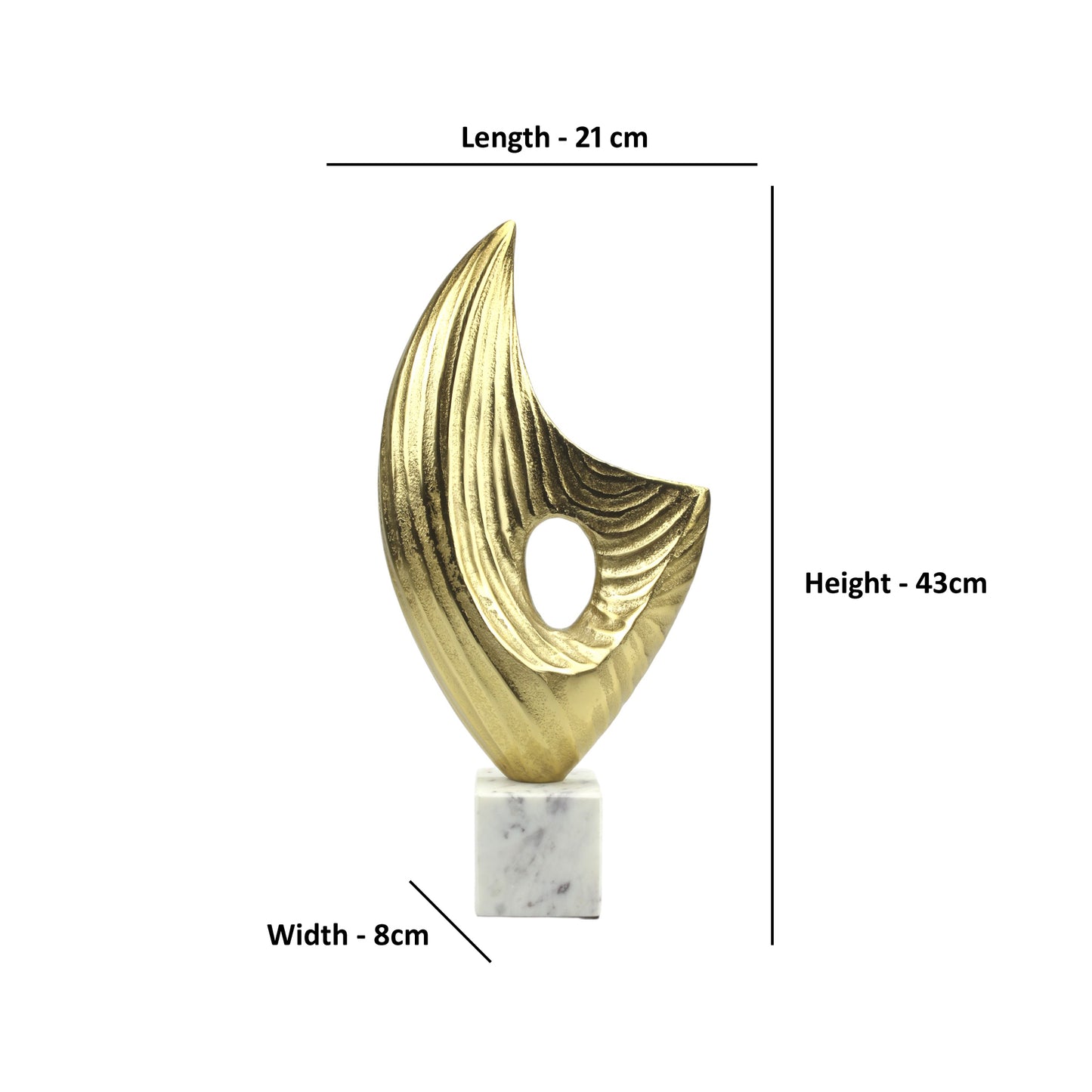 Golden Aluminum Ornament Sculpture: Handcrafted Elegance on Marble Base