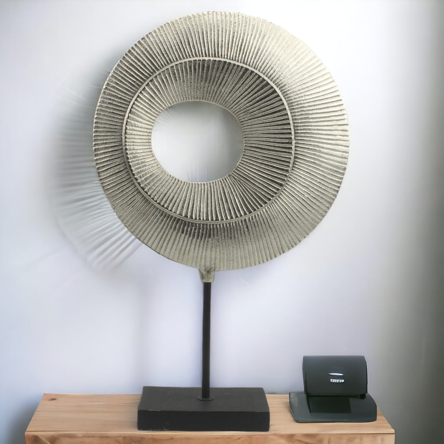 Handcrafted Silver Aluminum Sculpture Ornament on Marble Base: Timeless Elegance for Your Home