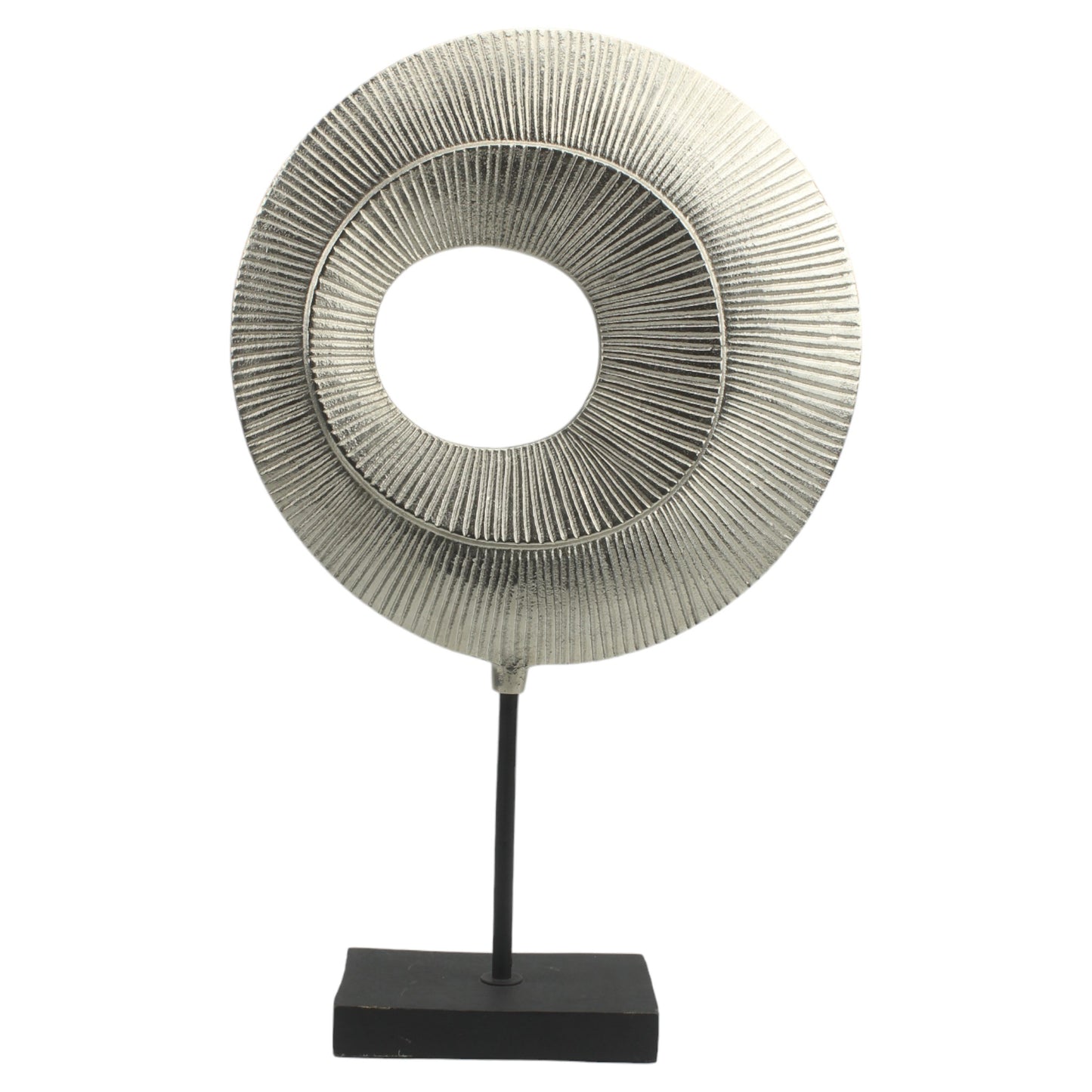 Handcrafted Silver Aluminum Sculpture Ornament on Marble Base: Timeless Elegance for Your Home