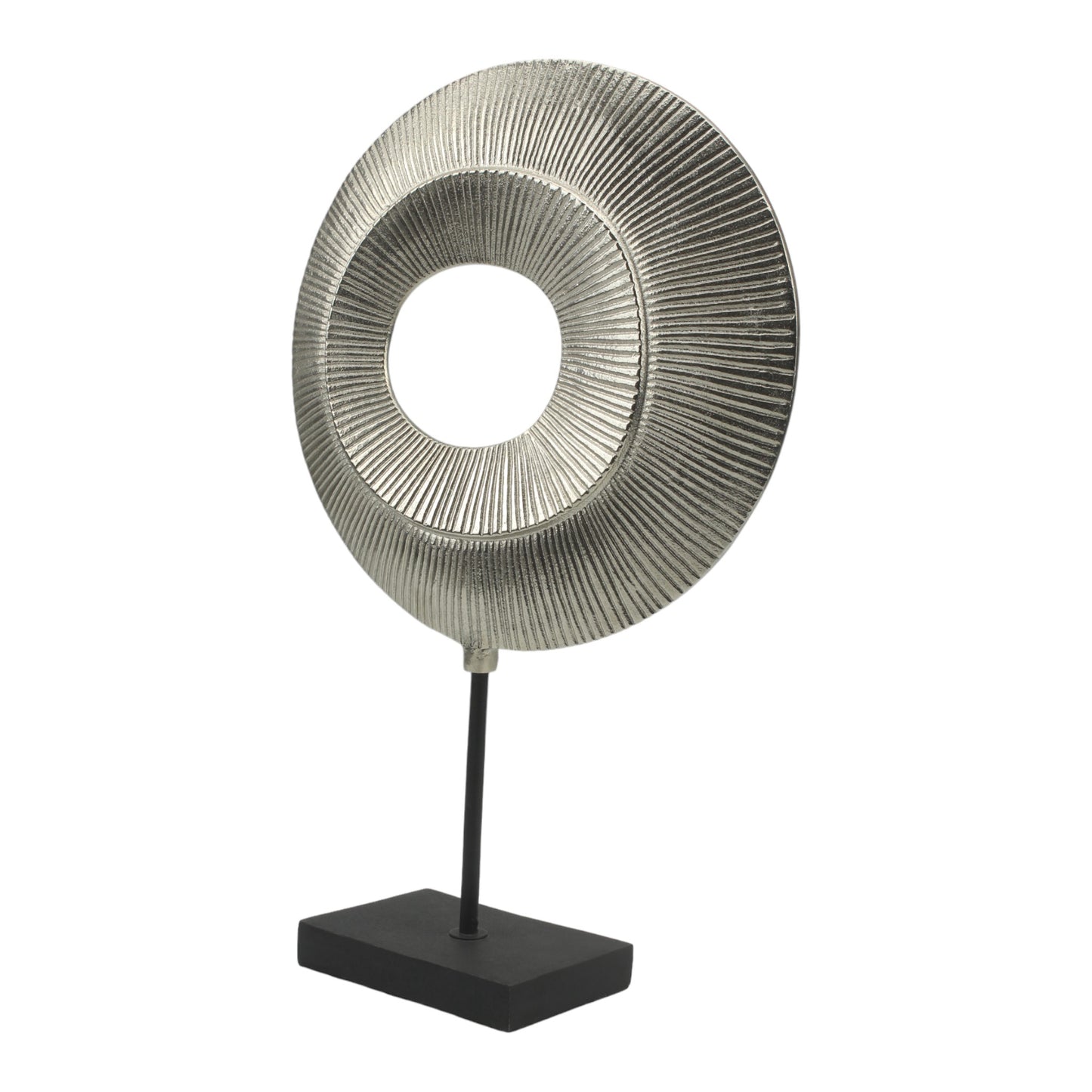 Handcrafted Silver Aluminum Sculpture Ornament on Marble Base: Timeless Elegance for Your Home