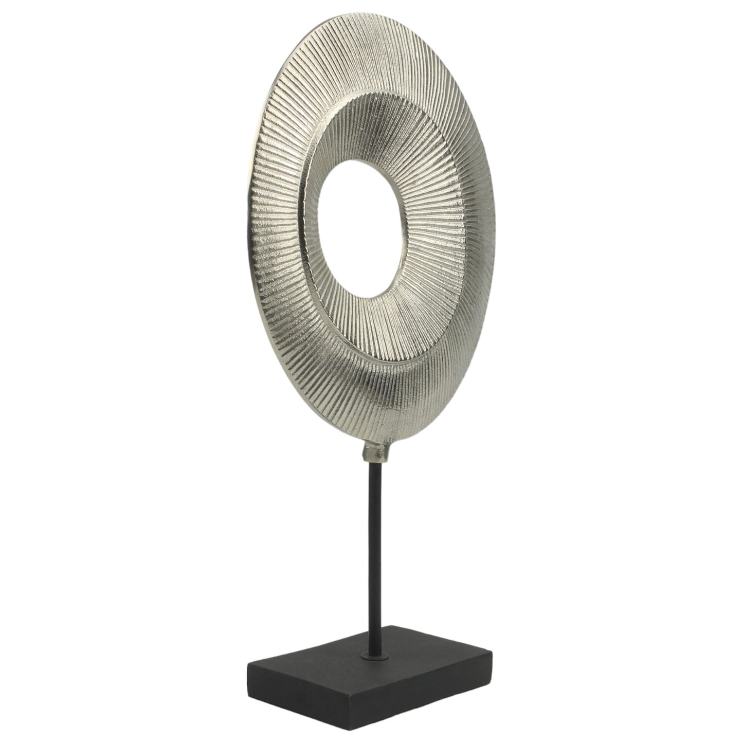 Handcrafted Silver Aluminum Sculpture Ornament on Marble Base: Timeless Elegance for Your Home