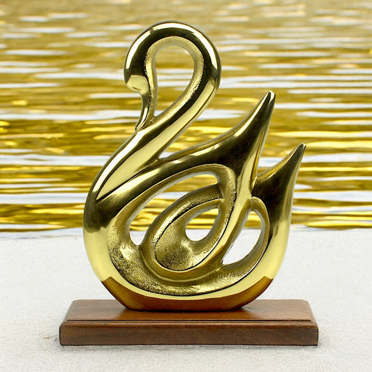 Handcrafted Golden Aluminum Swan Sculpture: Elegant Ornament for Home Décor