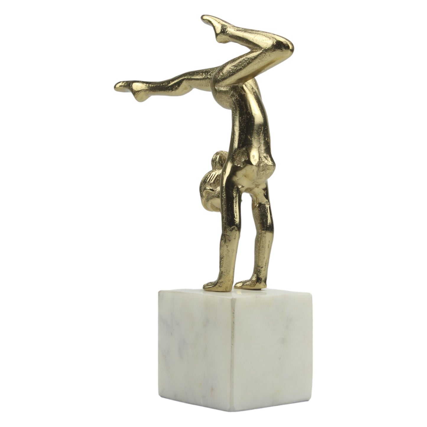 Handcrafted Golden Aluminum Yoga Lady Sculpture Ornament: Serenity Embodied for Home Decor
