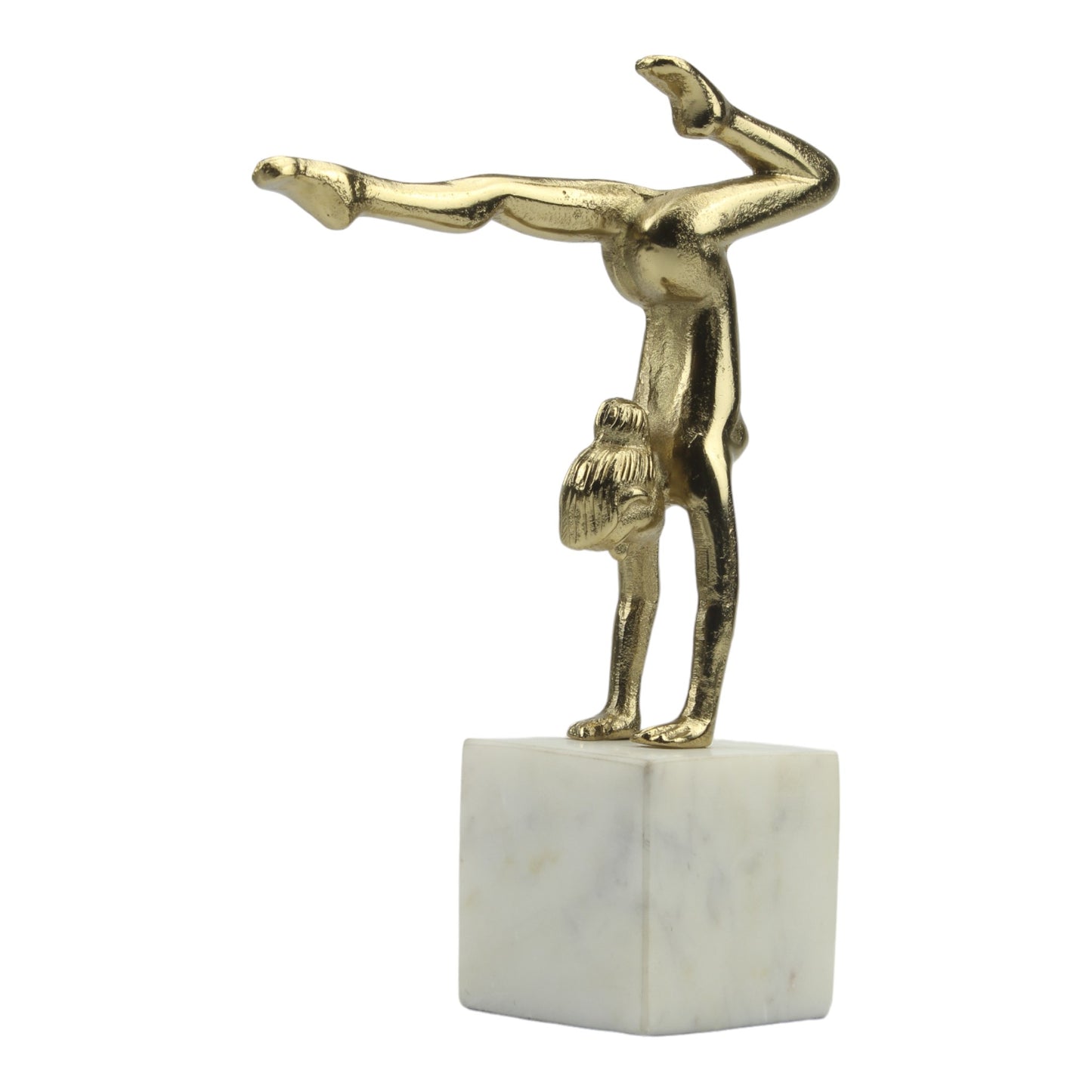 Handcrafted Golden Aluminum Yoga Lady Sculpture Ornament: Serenity Embodied for Home Decor