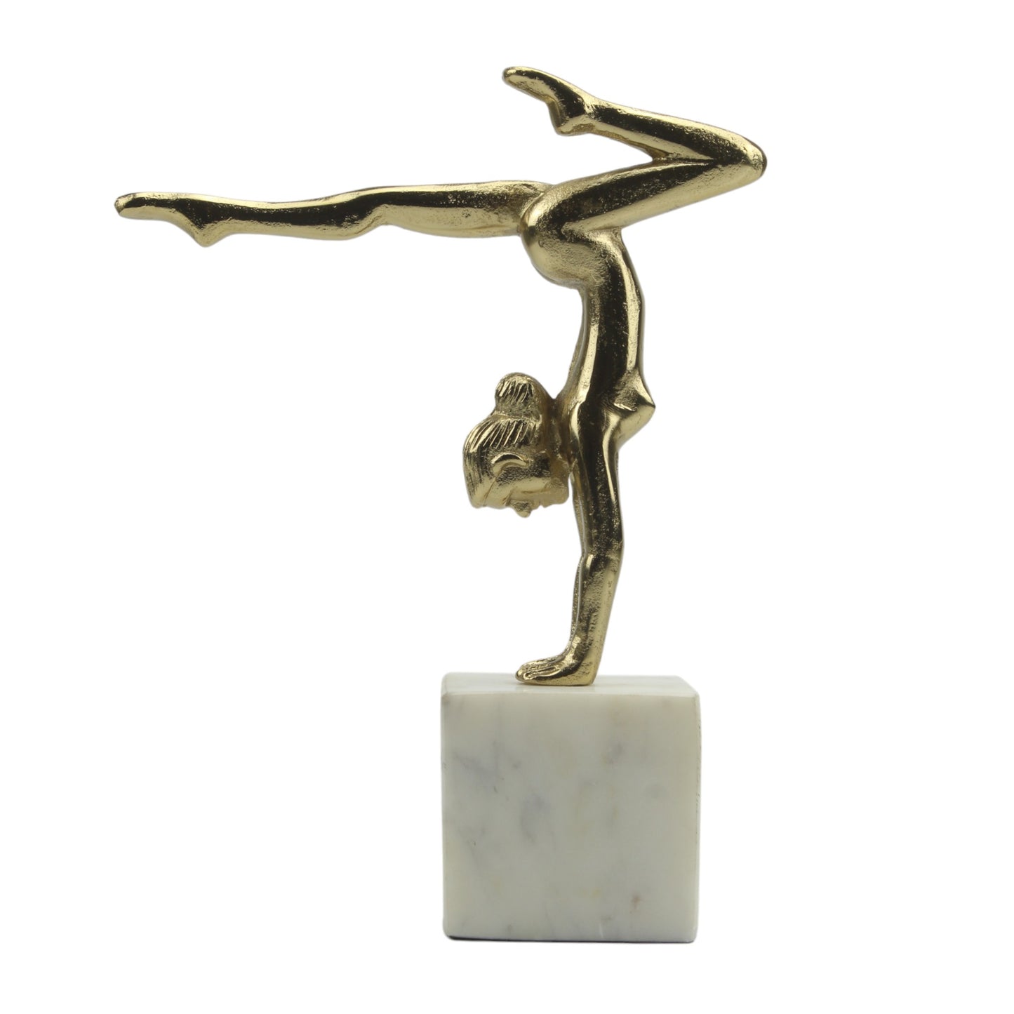 Handcrafted Golden Aluminum Yoga Lady Sculpture Ornament: Serenity Embodied for Home Decor