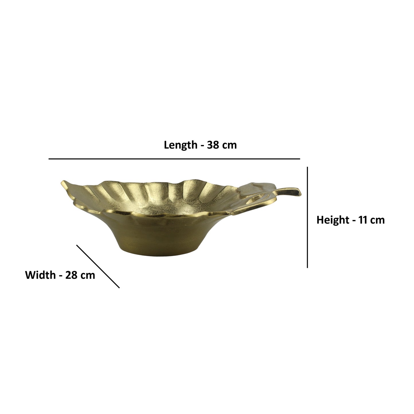 Artisan Handcrafted Golden Aluminum Leaf Bowl: Elegant Décor Accent
