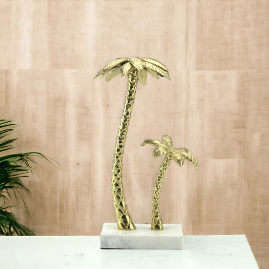 Handcrafted Aluminium Coconut Trees: Exquisite Decor Object with Marble Base