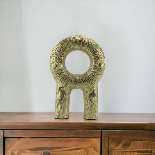 Handcrafted Golden Aluminium Sculpture: Elegant Decor Ornament