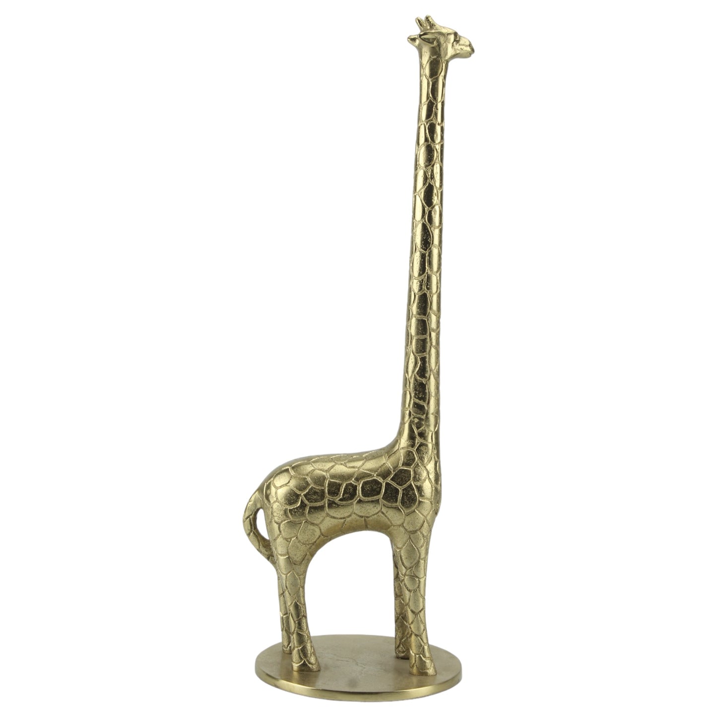 Golden Aluminum Handcrafted Giraffe Sculpture: Exquisite Home Decor Accent