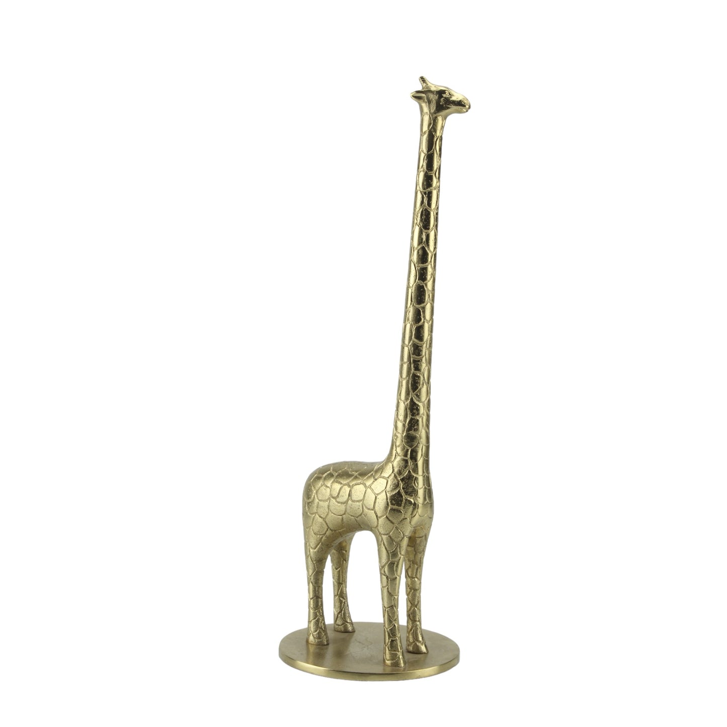 Golden Aluminum Handcrafted Giraffe Sculpture: Exquisite Home Decor Accent