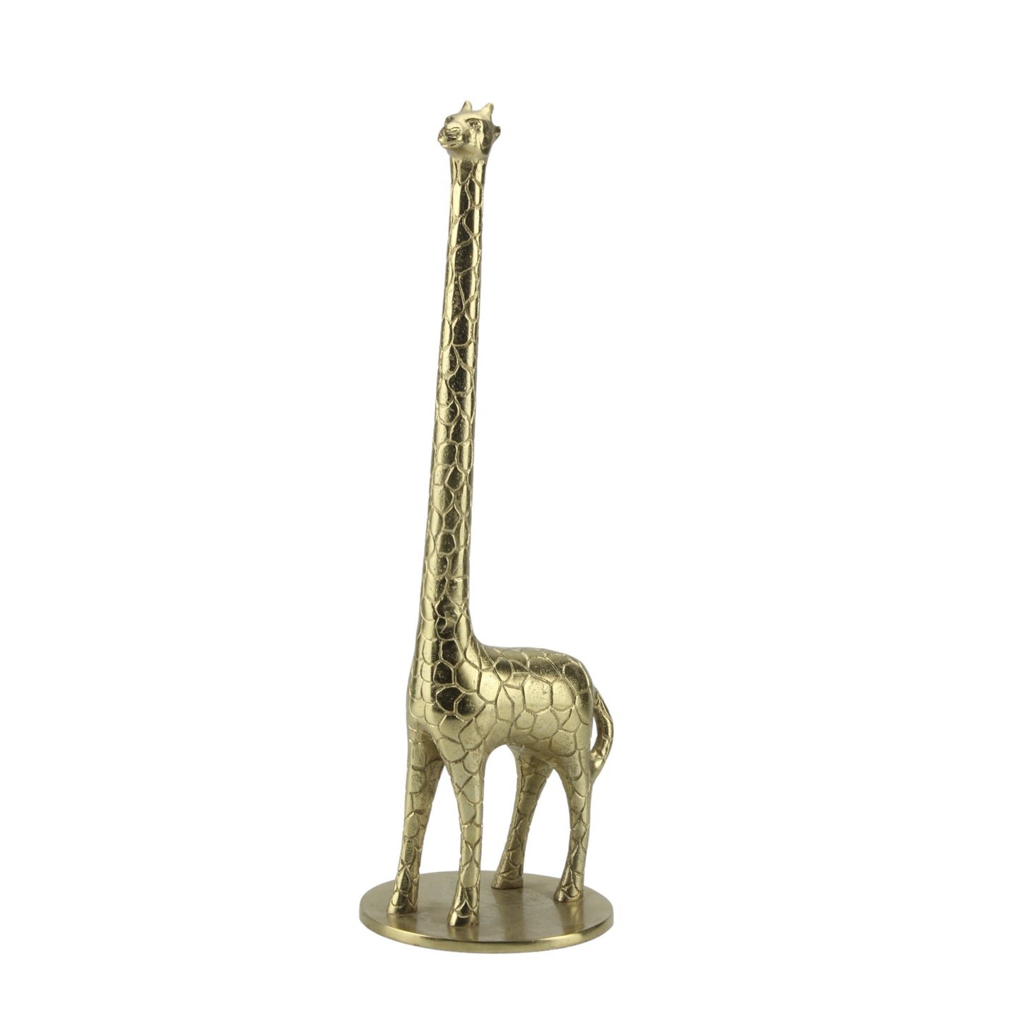 Golden Aluminum Handcrafted Giraffe Sculpture: Exquisite Home Decor Accent