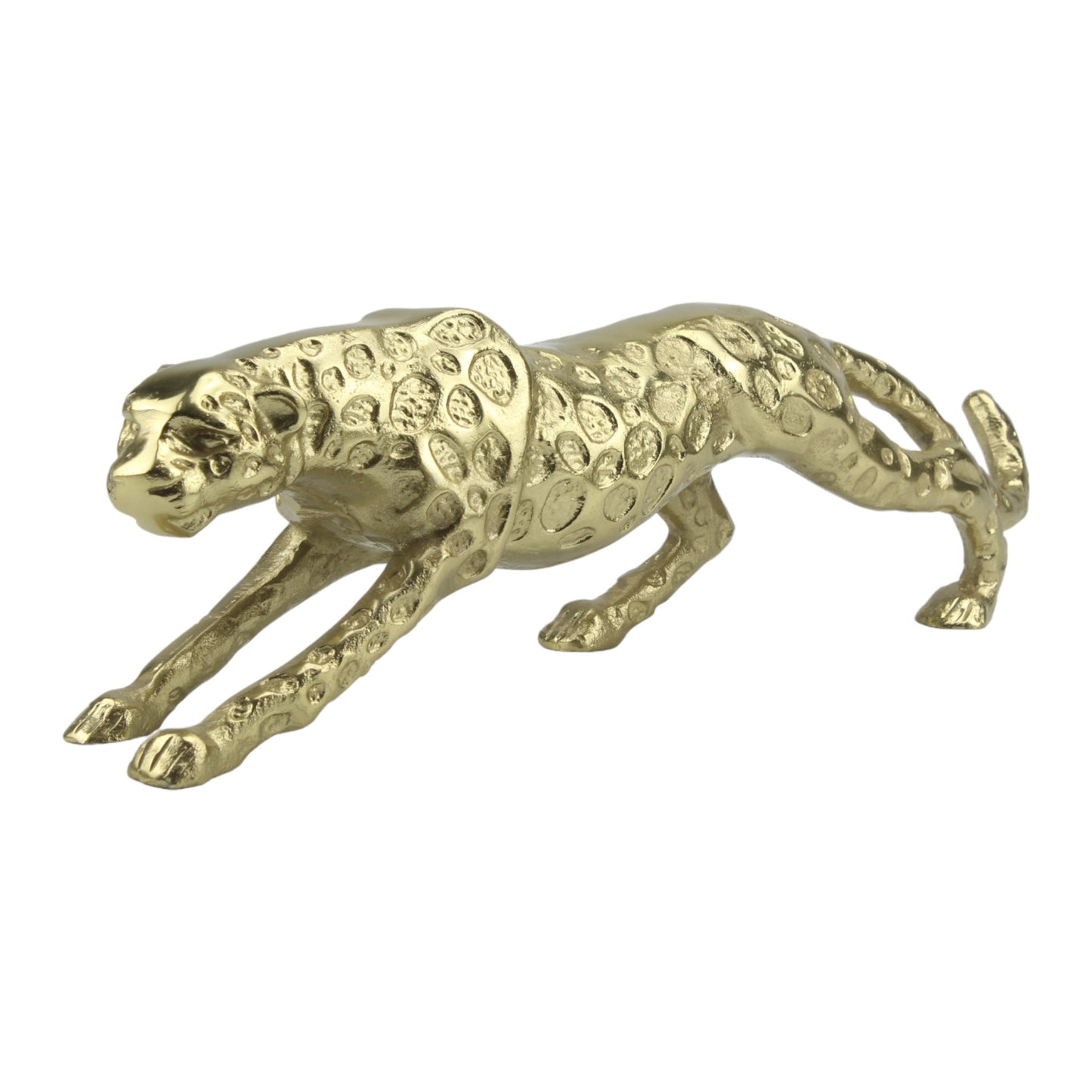 Handcrafted Golden Leopard Sculpture: Exquisite Decor Accent