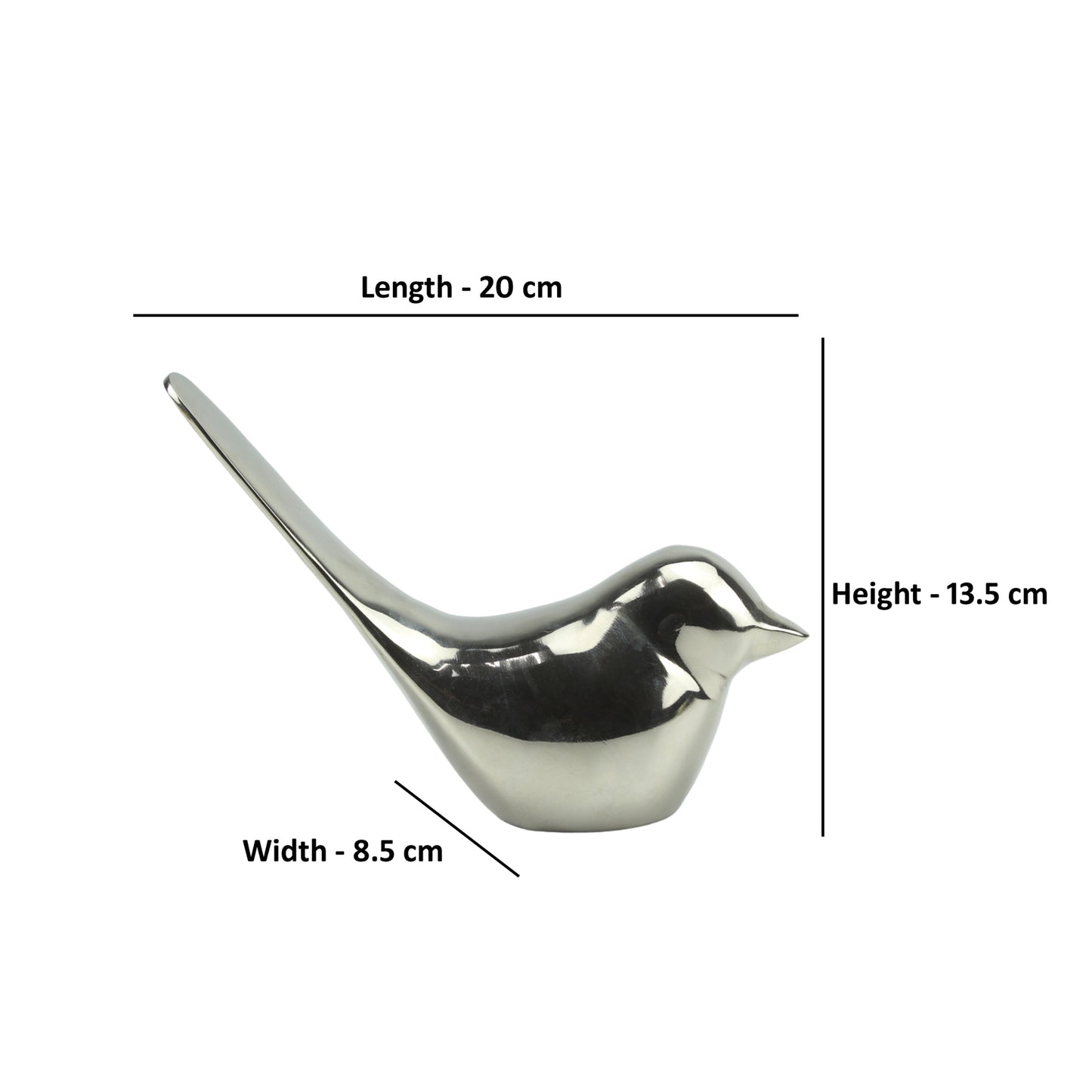 Handcrafted Silver Aluminium Bird Sculpture: Elegant Home Decor Accent