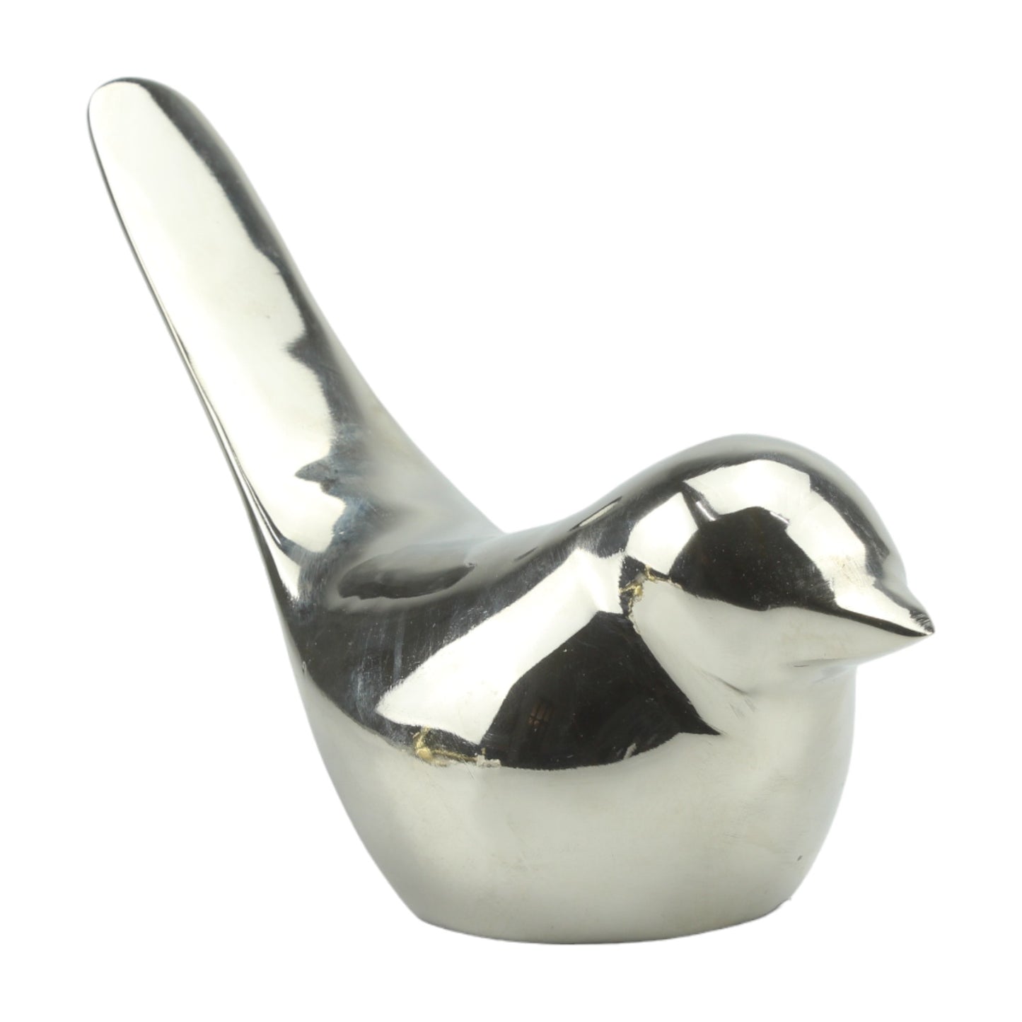 Handcrafted Silver Aluminium Bird Sculpture: Elegant Home Decor Accent