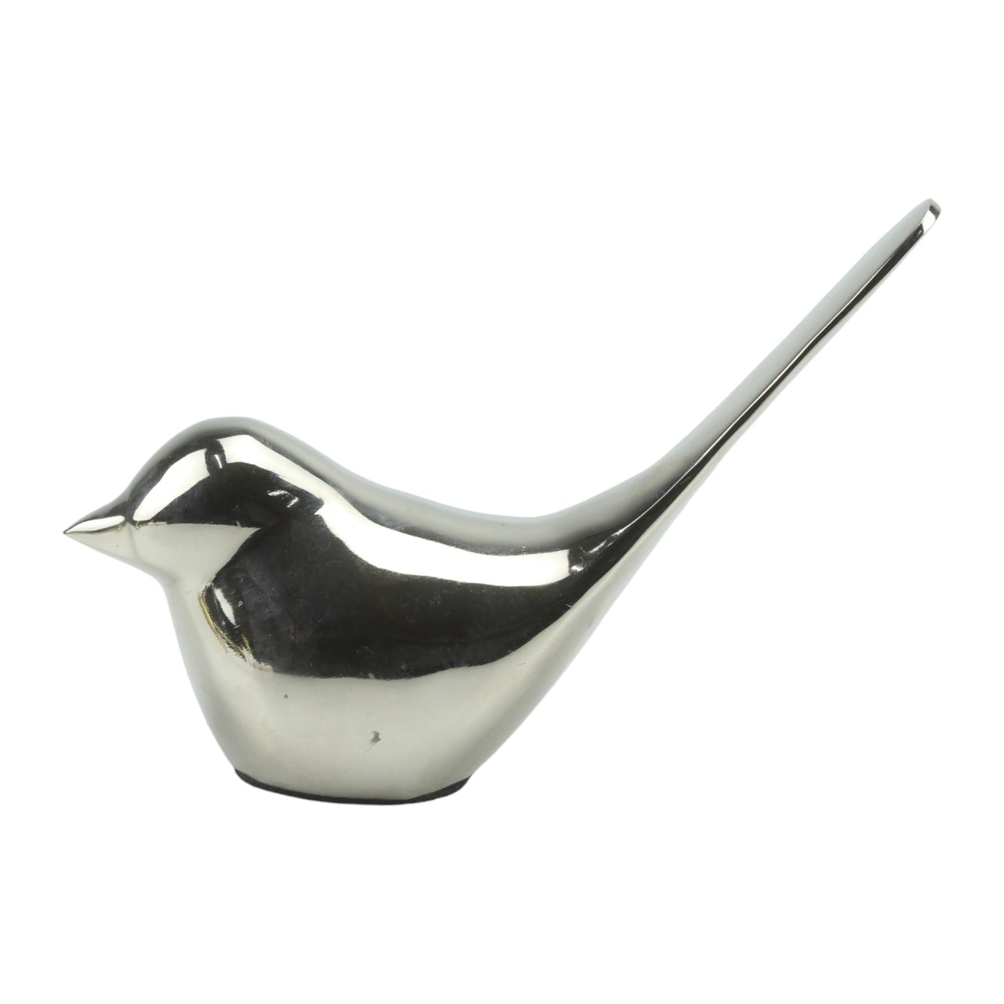 Handcrafted Silver Aluminium Bird Sculpture: Elegant Home Decor Accent