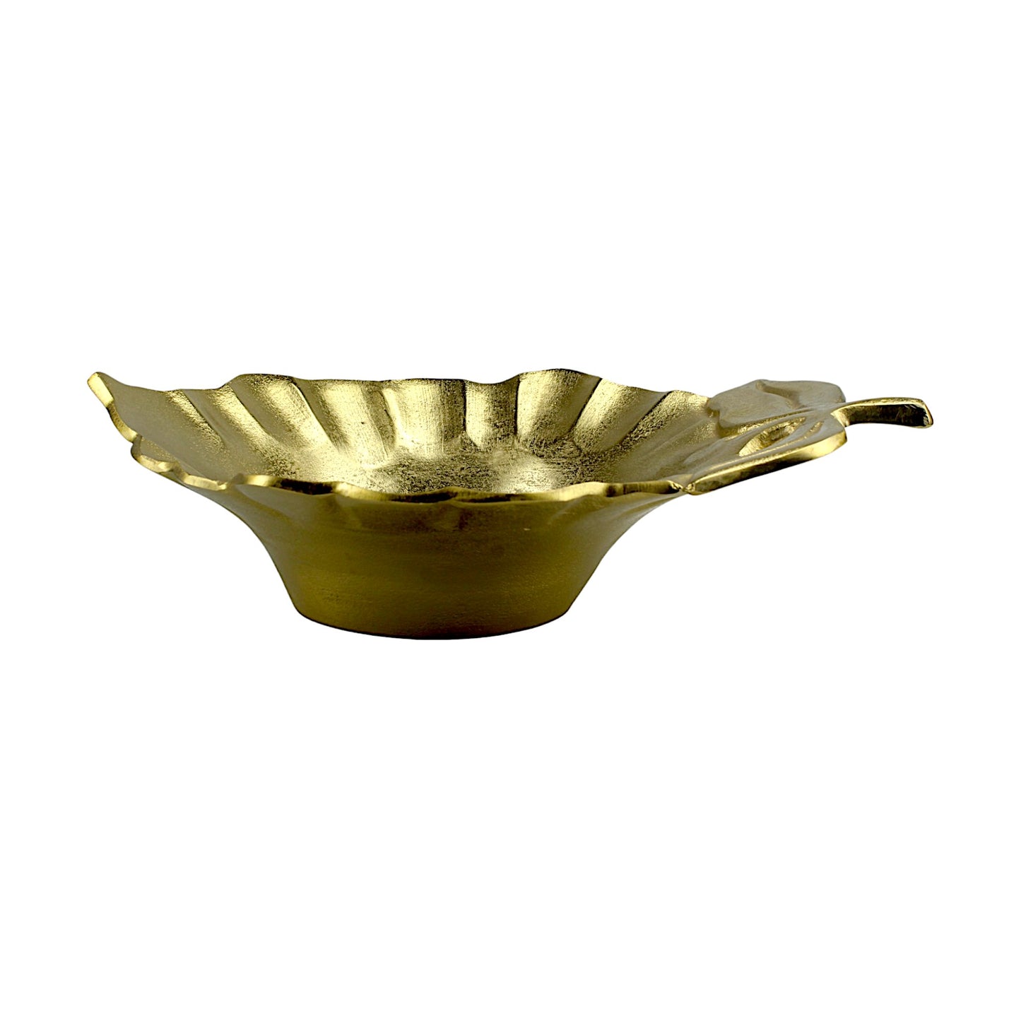 Artisan Handcrafted Golden Aluminum Leaf Bowl: Elegant Décor Accent
