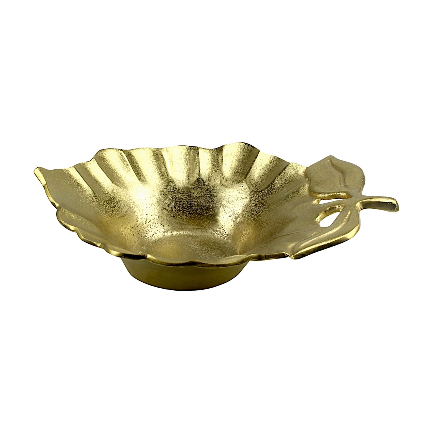 Artisan Handcrafted Golden Aluminum Leaf Bowl: Elegant Décor Accent