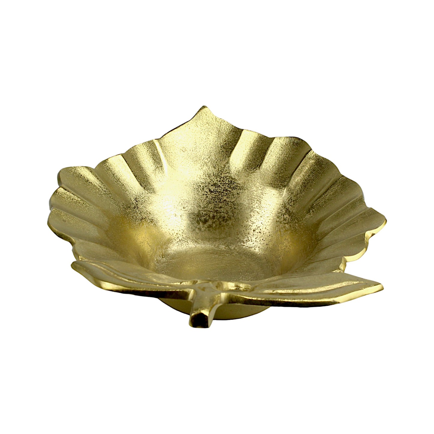 Artisan Handcrafted Golden Aluminum Leaf Bowl: Elegant Décor Accent