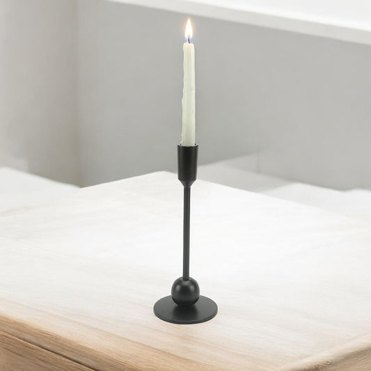 Sleek Black: Modern Aluminum Small Candle Holder | Elegant Home Decor Accent