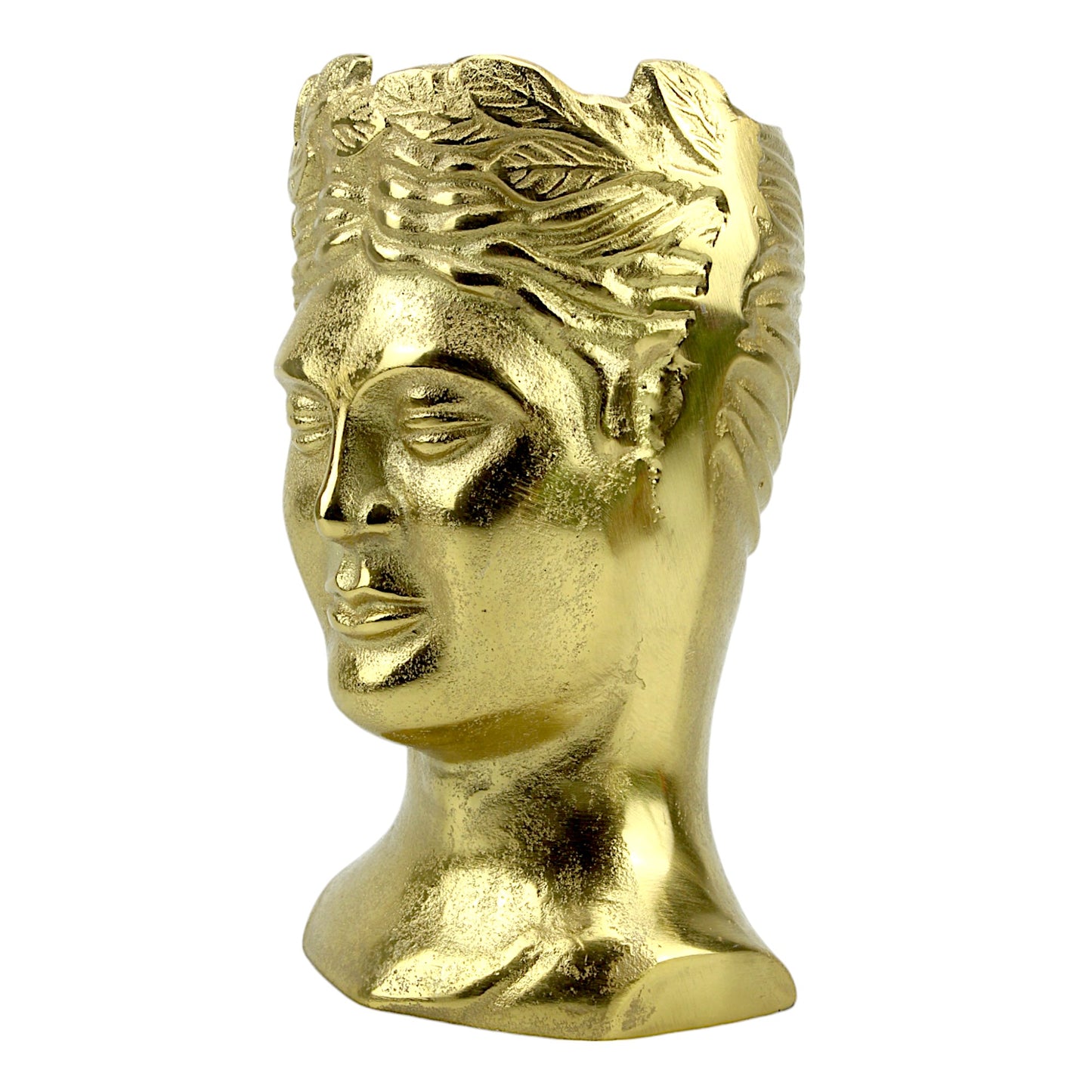 Golden Aluminum Handcrafted Human Face Flower Vase: Unique Home Décor Statement Piece