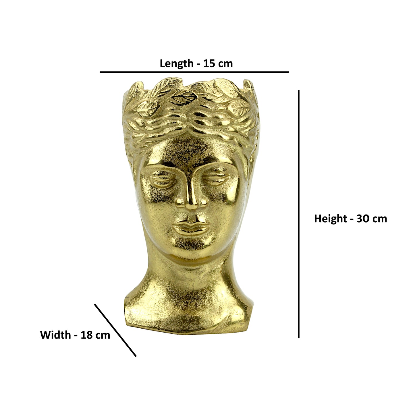 Golden Aluminum Handcrafted Human Face Flower Vase: Unique Home Décor Statement Piece
