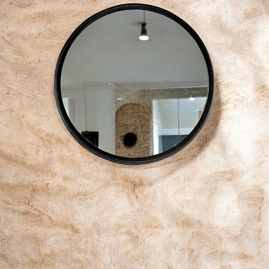 Stylish Round Hanging Mirror with Metal Frame