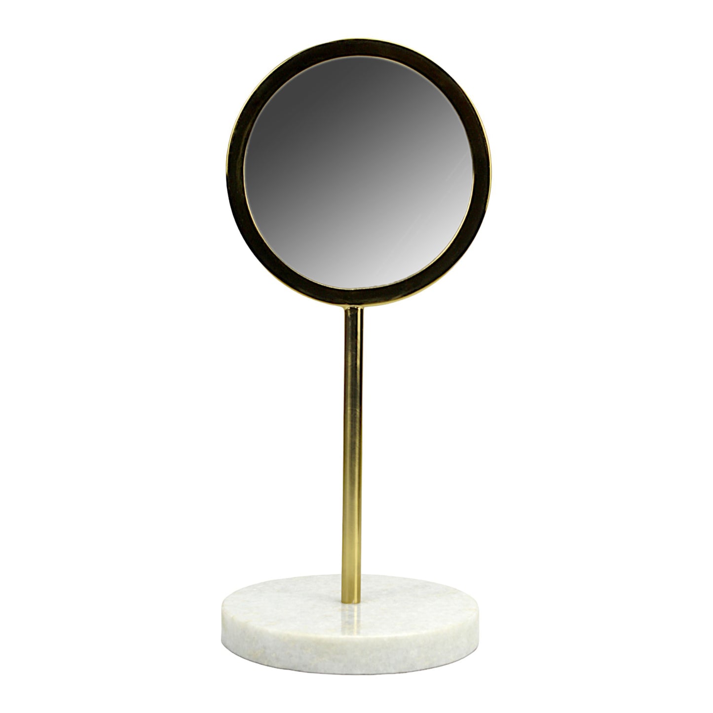 A Round Vanity Mirror on Marble Base