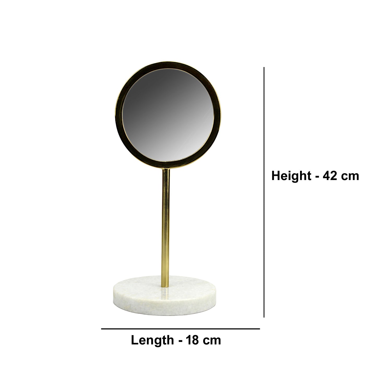 A Round Vanity Mirror on Marble Base