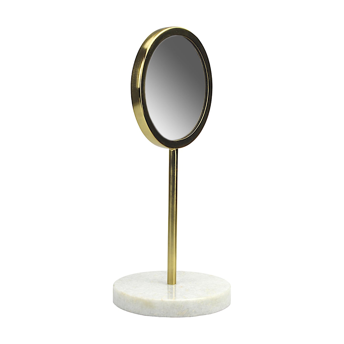 A Round Vanity Mirror on Marble Base