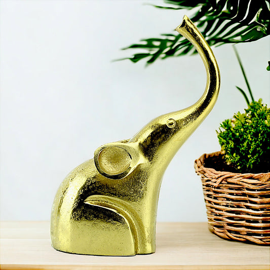 Golden Tusks: Handcrafted Aluminum Elephant Sculpture