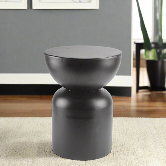 Modern Black Decorative Stool with Rounded Top - Stylish Accent for Home, Office, or Patio