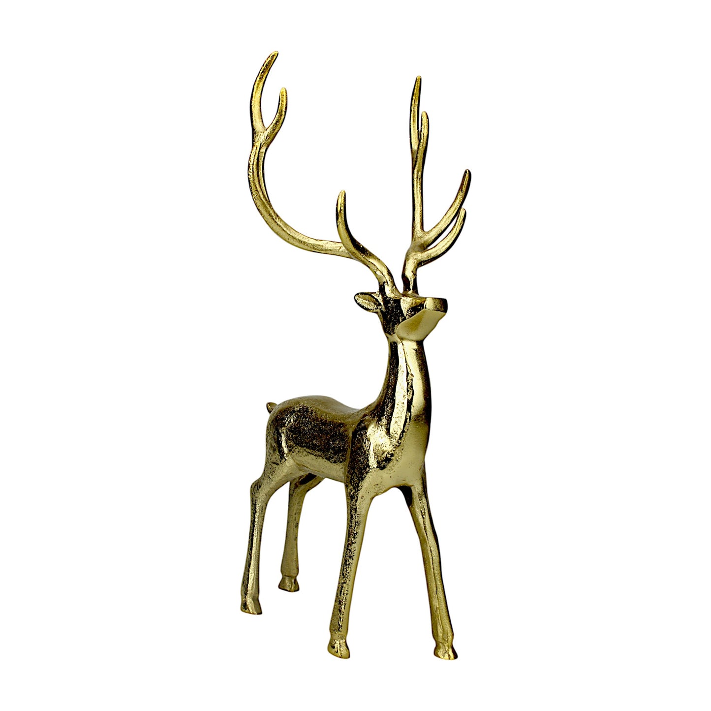 Golden Aluminum Handcrafted Christmas Minimalistic Standing Deer – Elegant Holiday Decor | Hind Decor