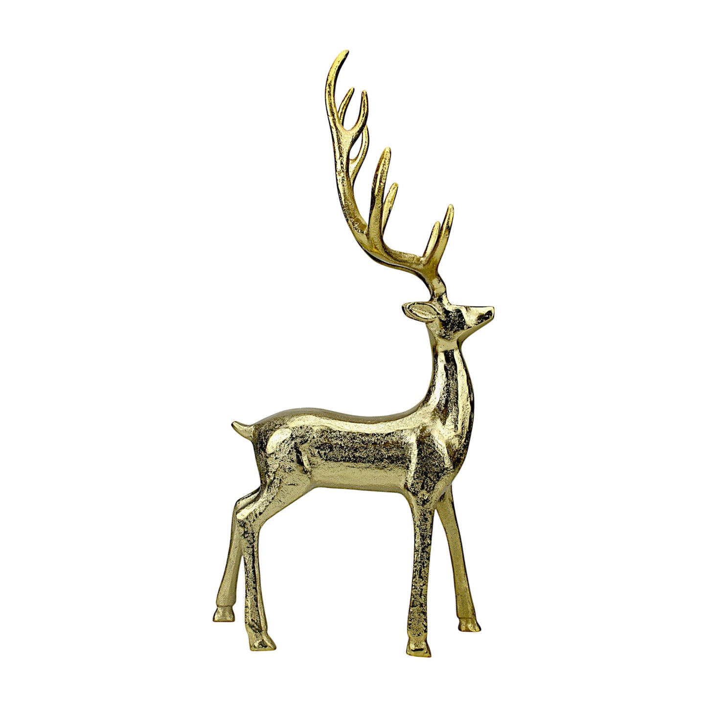 Golden Aluminum Handcrafted Christmas Minimalistic Standing Deer – Elegant Holiday Decor | Hind Decor