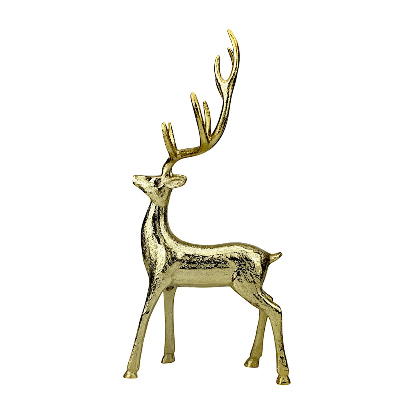 Golden Aluminum Handcrafted Christmas Minimalistic Standing Deer – Elegant Holiday Decor | Hind Decor