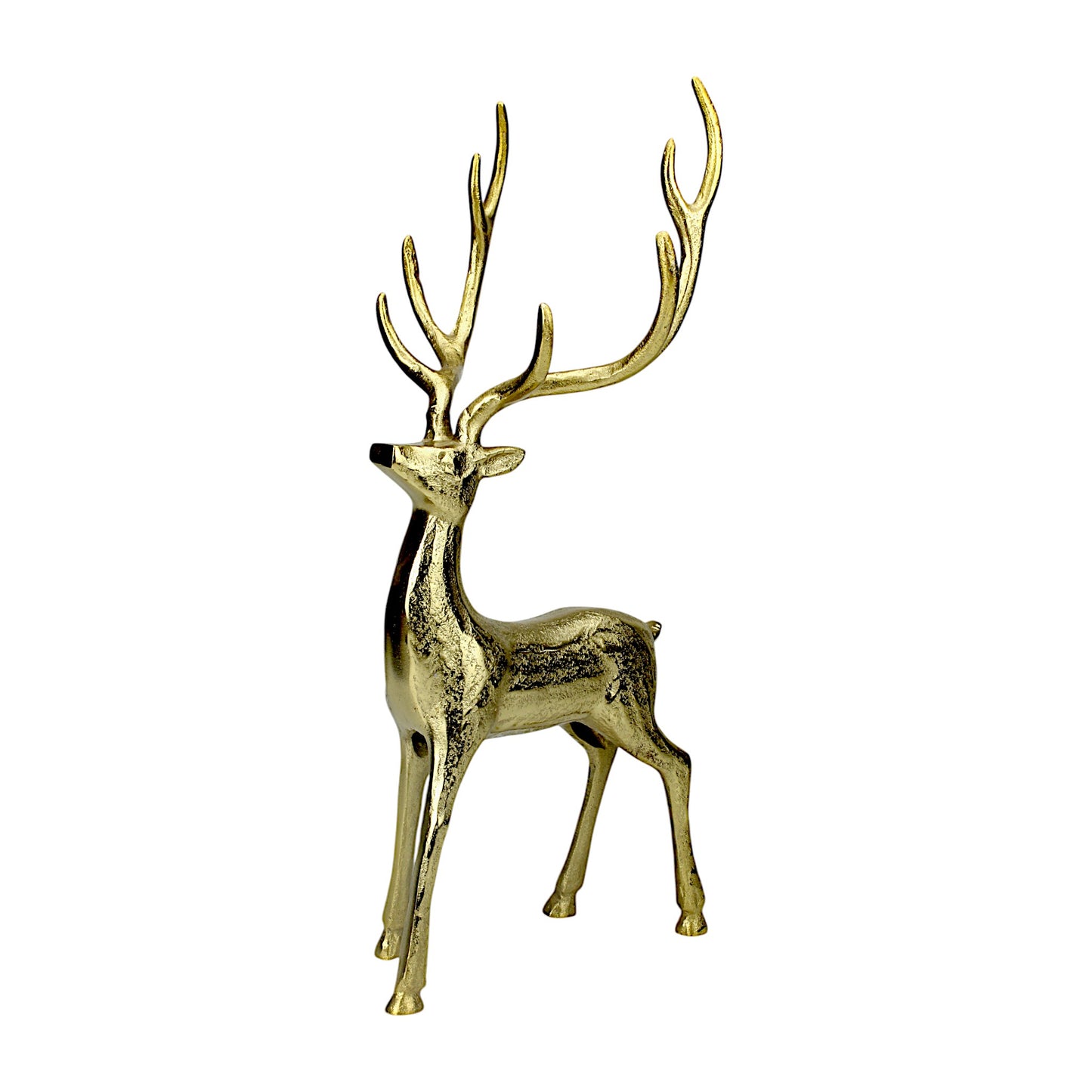 Golden Aluminum Handcrafted Christmas Minimalistic Standing Deer – Elegant Holiday Decor | Hind Decor