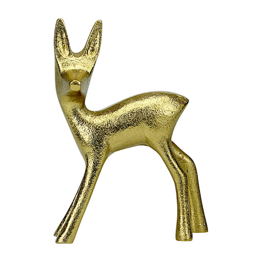 Golden Aluminum Handcrafted Christmas Minimalistic Standing Deer – Elegant Holiday Decor | Hind Decor