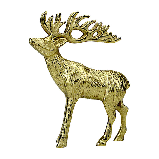 Golden Handcrafted Aluminum Christmas Reindeer – Elegant Holiday Decor | Hind Decor