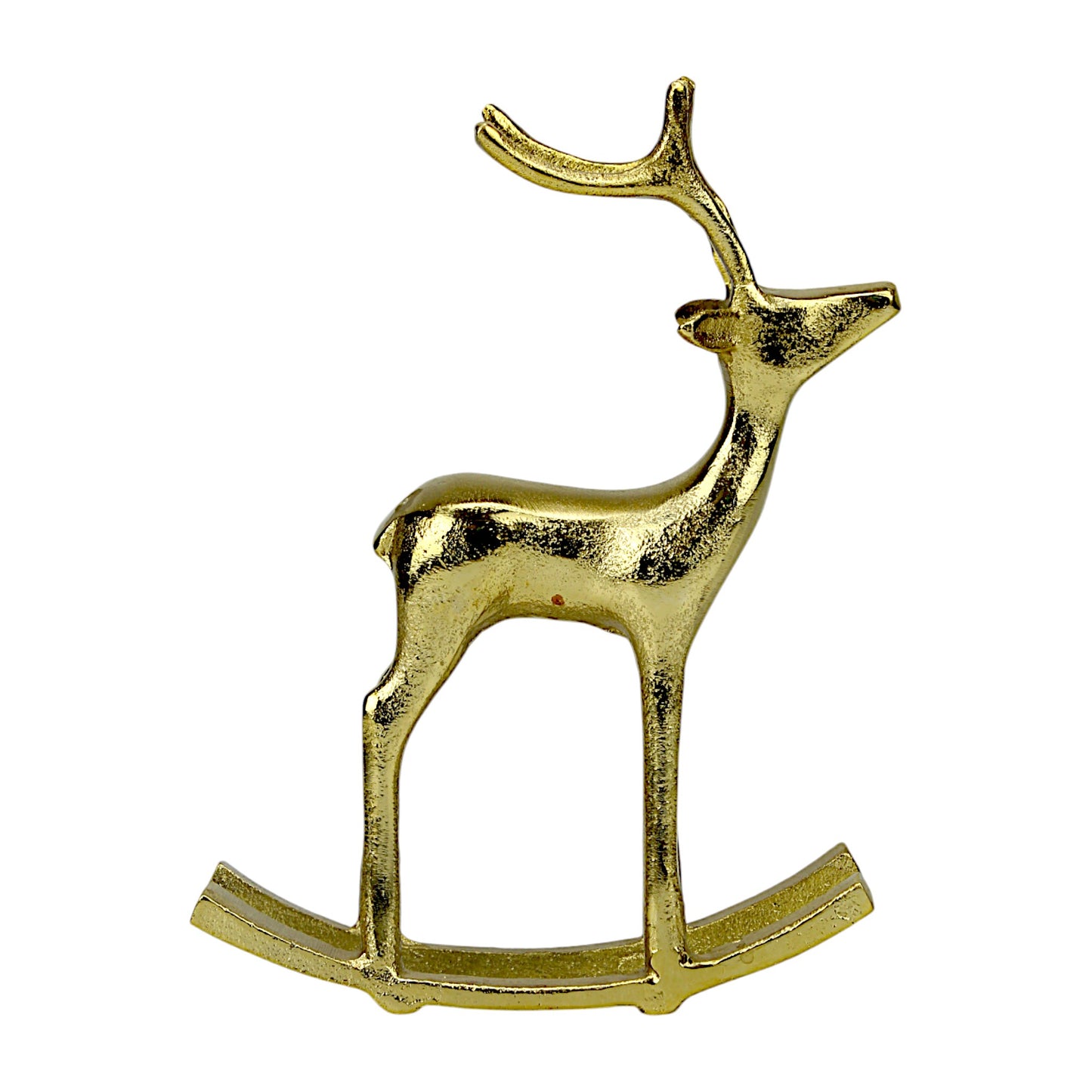 Golden Handcrafted Aluminum Christmas Deer on Rocking Base – Elegant Holiday Decor | Hind Decor
