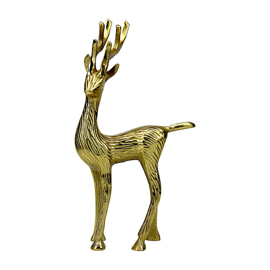 Golden Aluminum Handcrafted Christmas Minimalistic Standing Deer – Elegant Holiday Decor | Hind Decor