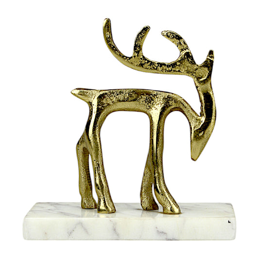 Golden Aluminum Christmas Decorative minimalitic Standing rain Deer on marvel base